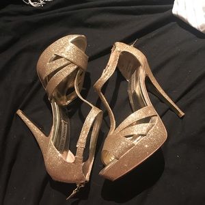 Gold sparkly heels